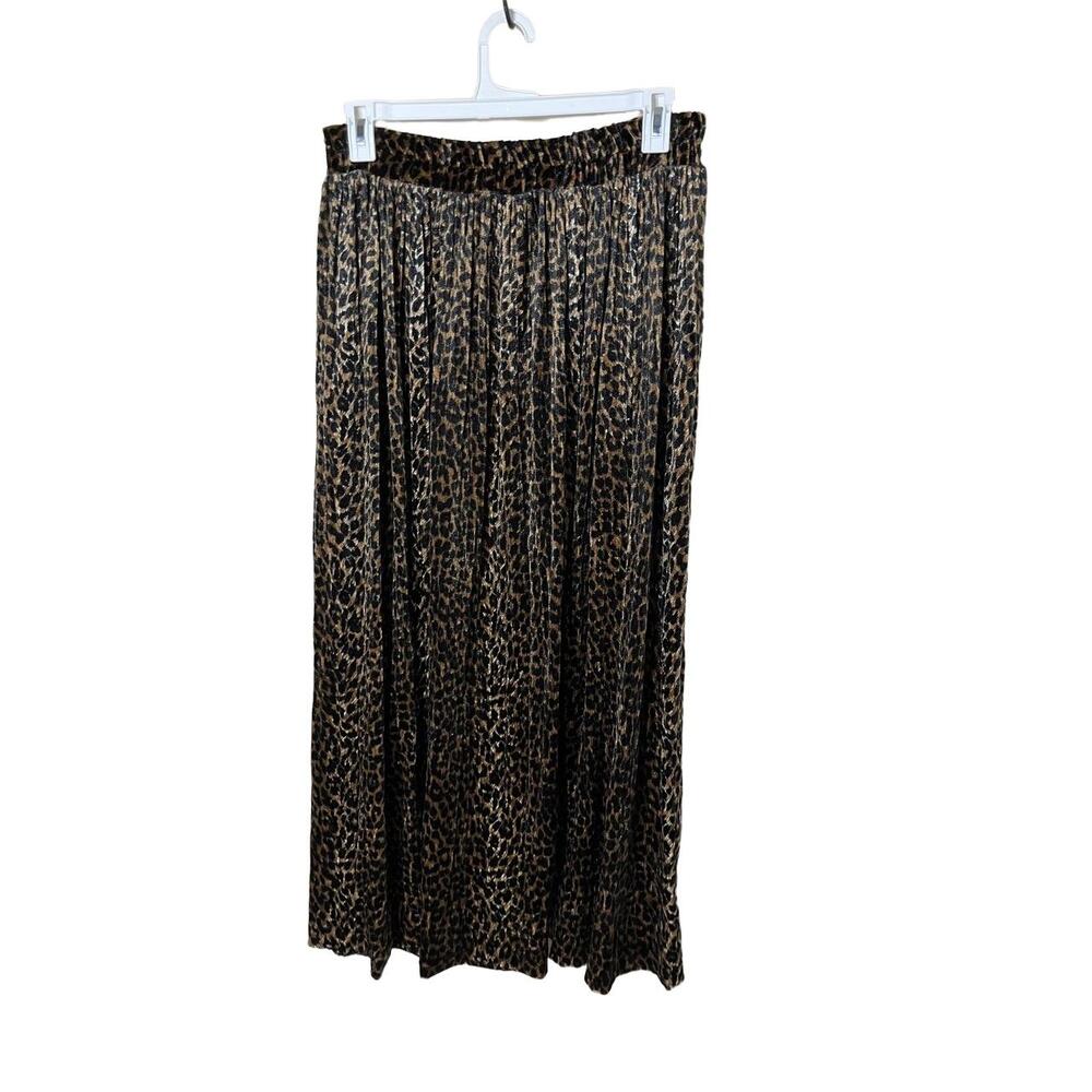 Vintage Stonebridge Skirt Womens Size L Brown Black Leopard Velvet Maxi Pleated‎ - Picture 4 of 6